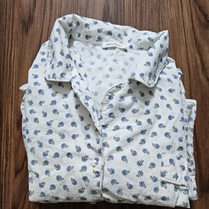 Neunlila White and Blue Floral Pajama Set